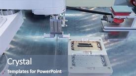  Presentation with factory machine - Beautiful slide deck featuring mechanical engineering molds - mobile phone mold in robotic backdrop and a ocean colored foreground