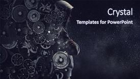  Presentation with spooky - Presentation theme featuring spooky criminal person mixed media background and a wine colored foreground