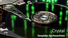  Presentation with hard disk drive - Beautiful presentation design featuring mechanical-hard-disk-drive-hdd backdrop and a tawny brown colored foreground