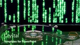  Presentation with hard disk drive - Presentation theme with mechanical-hard-disk-drive-hdd background and a forest green colored foreground