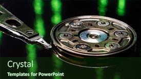  Presentation with hard disk drive - Beautiful slide deck featuring mechanical-hard-disk-drive-hdd backdrop and a tawny brown colored foreground