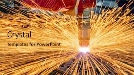  Presentation with laser cutting - Beautiful theme featuring mechanical heat automation - cnc laser cutting of metal backdrop and a yellow colored foreground
