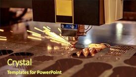  Presentation with laser cutting - PPT theme featuring mechanical heat automation - cnc laser cutting of metal background and a tawny brown colored foreground
