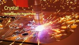  Presentation with laser cutting - Beautiful PPT layouts featuring mechanical heat automation - cnc laser cutting of metal backdrop and a tawny brown colored foreground