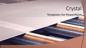  Presentation with continuous - Colorful theme enhanced with mechanical heat automation - continuous sheet of metallic material backdrop and a mint green colored foreground