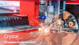  Presentation with cnc cutting machine - Beautiful slide deck featuring mechanical heat automation - laser cutting machine controller backdrop and a coral colored foreground