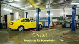  Presentation with repair - Audience pleasing slides consisting of mechanical hydraulics - yellow taxi under repair backdrop and a  colored foreground