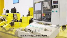  Presentation with mechanical - Presentation featuring mechanical industry - image of metal-working machine background and a coral colored foreground