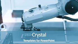  Presentation with industrial robot - Amazing slides having mechanical load - industrial robot working in phone backdrop and a teal colored foreground