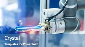  Presentation with robot arm - PPT layouts featuring mechanical load - robot arm working in phone background and a teal colored foreground