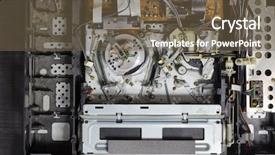  Presentation with cassette - Beautiful PPT layouts featuring mechanical load - video cassette player interor mechanism backdrop and a violet colored foreground