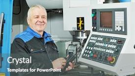  Presentation with cnc milling machine - Audience pleasing PPT theme consisting of mechanical measurment - industrial worker measuring detail near backdrop and a gray colored foreground