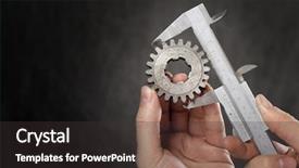  Presentation with old man - Slide set featuring mechanical measurment - man measuring the diameter background and a dark gray colored foreground