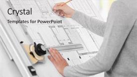  Presentation with creative - Theme enhanced with mechanical measurment - young creative male engineer working background and a light gray colored foreground