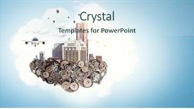  Presentation with development - Beautiful slide set featuring construction and urban development mixed backdrop and a sky blue colored foreground