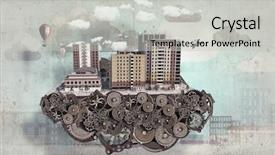  Presentation with media - Presentation with mechanical project - construction and urban development mixed background and a light gray colored foreground