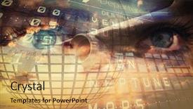  Presentation with blue eyes - Presentation design enhanced with travel and tourism collage background and a yellow colored foreground