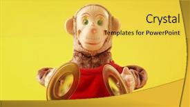  Presentation with mechanical engineering manufactuing - Audience pleasing PPT theme consisting of mechanical monkey toy with cymbals backdrop and a yellow colored foreground