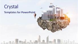  Presentation with design - Presentation design consisting of mechanical project - mini city design mixed media background and a  colored foreground