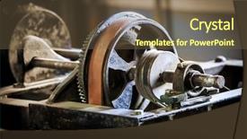  Presentation with abstract - Presentation theme featuring mechanical pulleys - abstract vintage old belt drive background and a tawny brown colored foreground