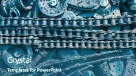  Presentation with nuts - Theme having mechanical pulleys - bolts and nuts background and a ocean colored foreground