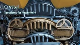  Presentation with nuts - PPT theme with mechanical pulleys - bolts and nuts background and a ocean colored foreground