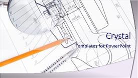  Presentation with crane hook - PPT theme with mechanical pulleys - drafing of crane hook background and a sky blue colored foreground