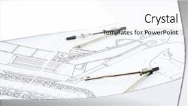  Presentation with mechanical - Presentation theme having mechanical pulleys - drawing compasses picture and pencil background and a  colored foreground
