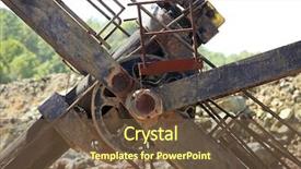  Presentation with bulldozer - Presentation having mechanical pulleys - excavator bulldozer arm wheel rusted background and a  colored foreground