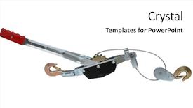 Presentation with winch - PPT theme consisting of mechanical pulleys - hand winch - lifting machinery background and a white colored foreground