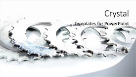  Presentation with industry sprockets cogwheels and bearing - Amazing PPT theme having mechanical pulleys - metal cogwheels isolated on white backdrop and a  colored foreground