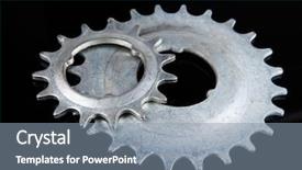  Presentation with mechanical - Presentation having mechanical pulleys - metal cogwheels on black background background and a mint green colored foreground
