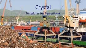  Presentation with metal recycling - Slide deck consisting of mechanical pulleys - recycling loading scrap metal background and a light blue colored foreground