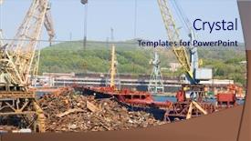  Presentation with metal recycling - Cool new theme with mechanical pulleys - recycling loading scrap metal backdrop and a sky blue colored foreground