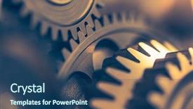  Presentation with gear wheels - Beautiful PPT theme featuring mechanical rotating - engine gear wheels industrial background backdrop and a ocean colored foreground