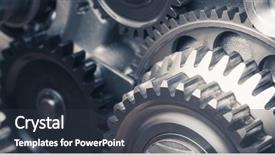  Presentation with mechanical gear - Cool new slide deck with mechanical rotating - industrial gear wheels close-up view backdrop and a tawny brown colored foreground