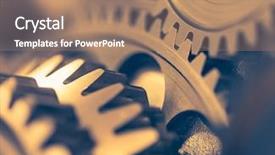  Presentation with mechanical gear - Amazing slide set having mechanical rotating - industrial gear wheels close-up view backdrop and a coral colored foreground
