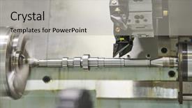  Presentation with cnc machine tool - Beautiful PPT theme featuring mechanical shaft - cnc lather machine cutting tool backdrop and a light gray colored foreground