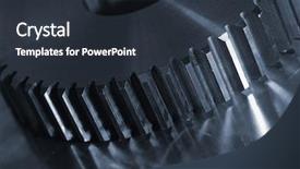  Presentation with gear - PPT theme with mechanical spare parts - large gear in lighting-idea spotlighting background and a tawny brown colored foreground