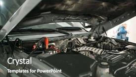  Presentation with battery - Cool new PPT theme with mechanical spring - car with opened hood wire backdrop and a dark gray colored foreground
