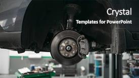  Presentation with car brake - Slide deck consisting of mechanical spring - car with removed wheel background and a black colored foreground