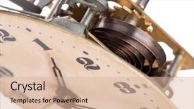  Presentation with mechanism - PPT layouts with mechanical spring - closeup of old clock mechanism background and a lemonade colored foreground