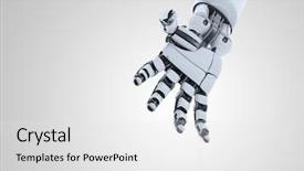  Presentation with futuristic - Colorful presentation theme enhanced with mechanical spring - futuristic robot hand showing gesture backdrop and a white colored foreground