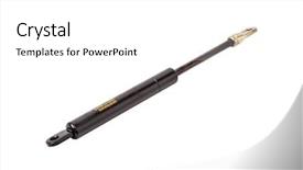  Presentation with shock absorber - Cool new slide deck with mechanical spring - gas shock absorber backdrop and a white colored foreground