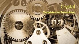  Presentation with mechanical - Cool new presentation theme with mechanical spring - old grungy wristwatch clockwork close-up backdrop and a coral colored foreground