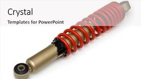  Presentation with shock absorber - Theme consisting of mechanical spring - shock-absorber isolated on white background and a white colored foreground