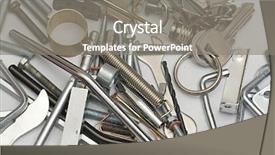  Presentation with pile - Slide set with mechanical spring - various metal objects background and a gray colored foreground