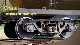  Presentation with tank - Presentation design enhanced with mechanical spring - wheel mechanism of the train background and a tawny brown colored foreground