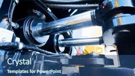  Presentation with steel industry - Colorful slide deck enhanced with mechanical strenght - complex metallic mechanism backdrop and a ocean colored foreground