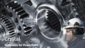  Presentation with machinery - PPT theme with mechanical strenght - mechanic engineer with large cogwheels background and a gray colored foreground
